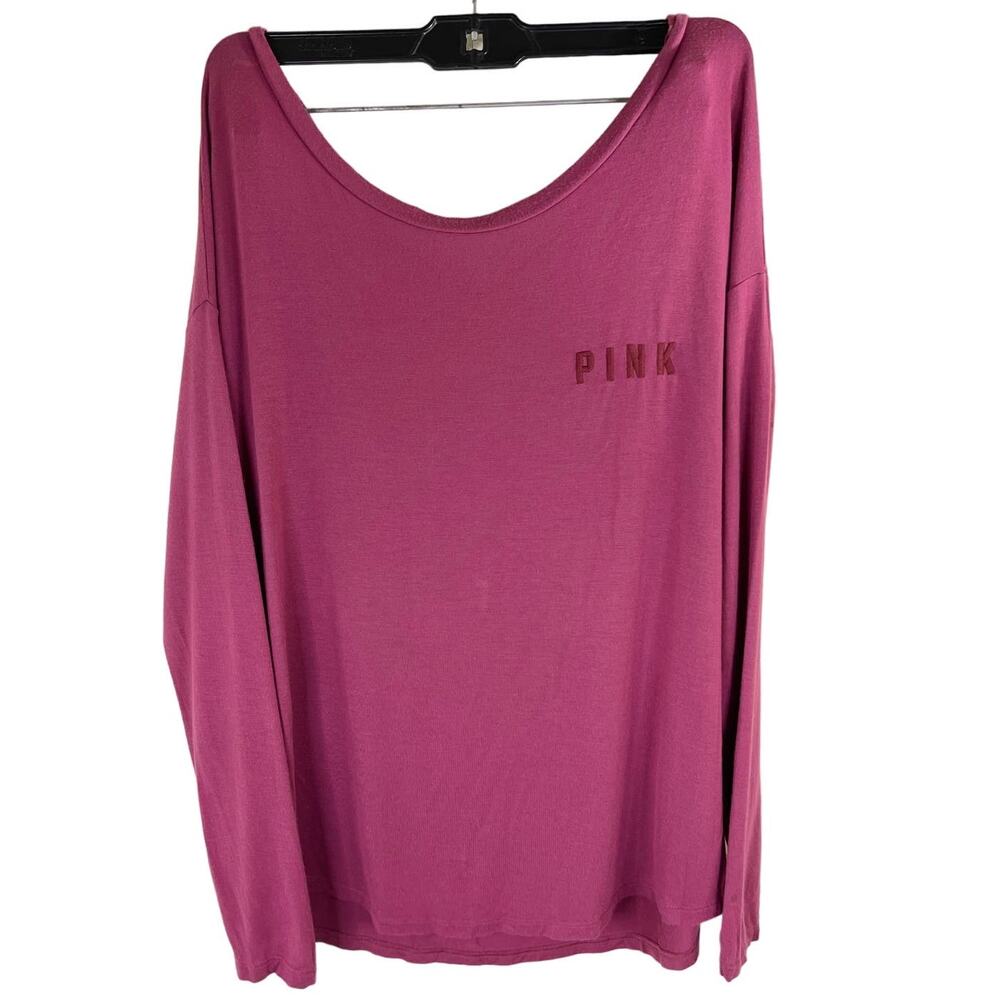 Soft and Sexy Victorias Secret Pink Shirt Size L Slouchy Over Sized Open Back